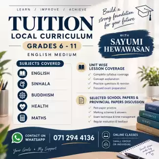 Tuition for grade 6 - 11 English Medium students