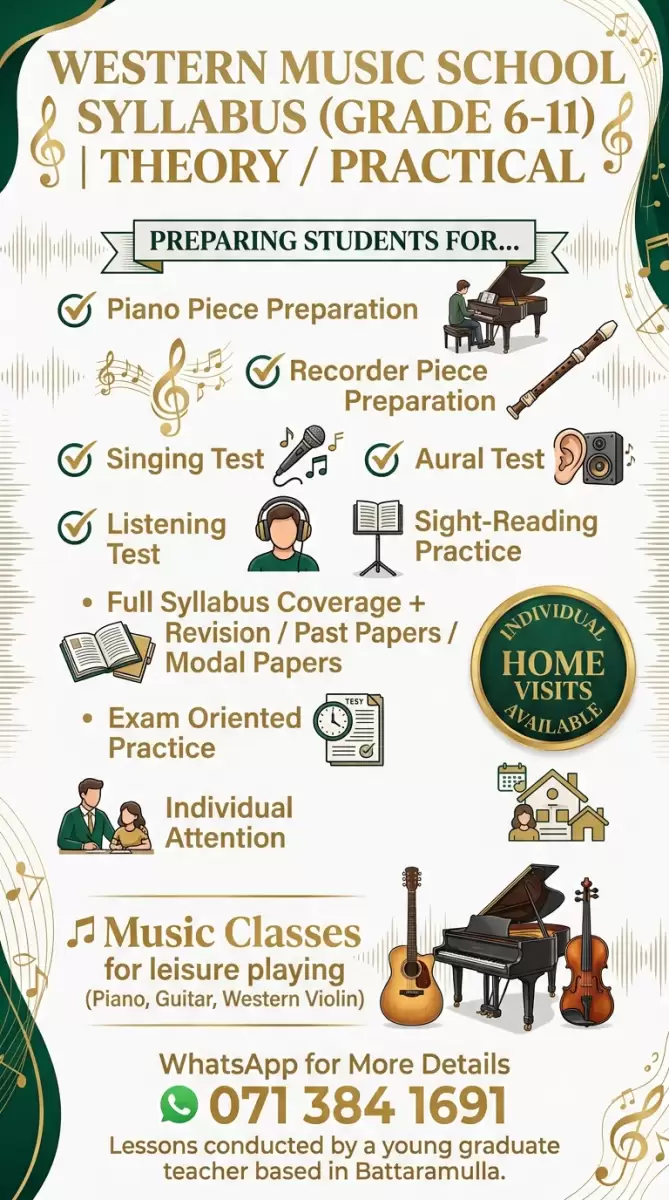 Western Music Syllabus Classes Grade 6-11 (Individual Home Visits)